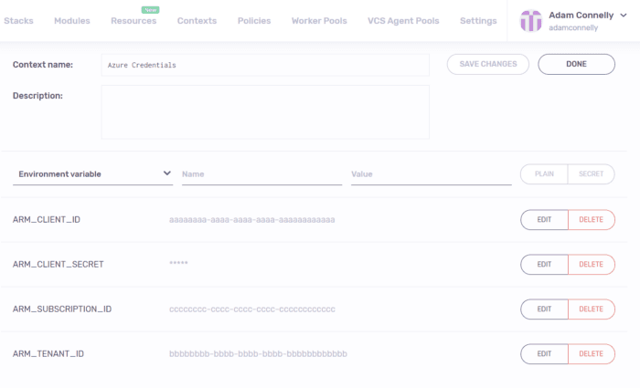 environment variables