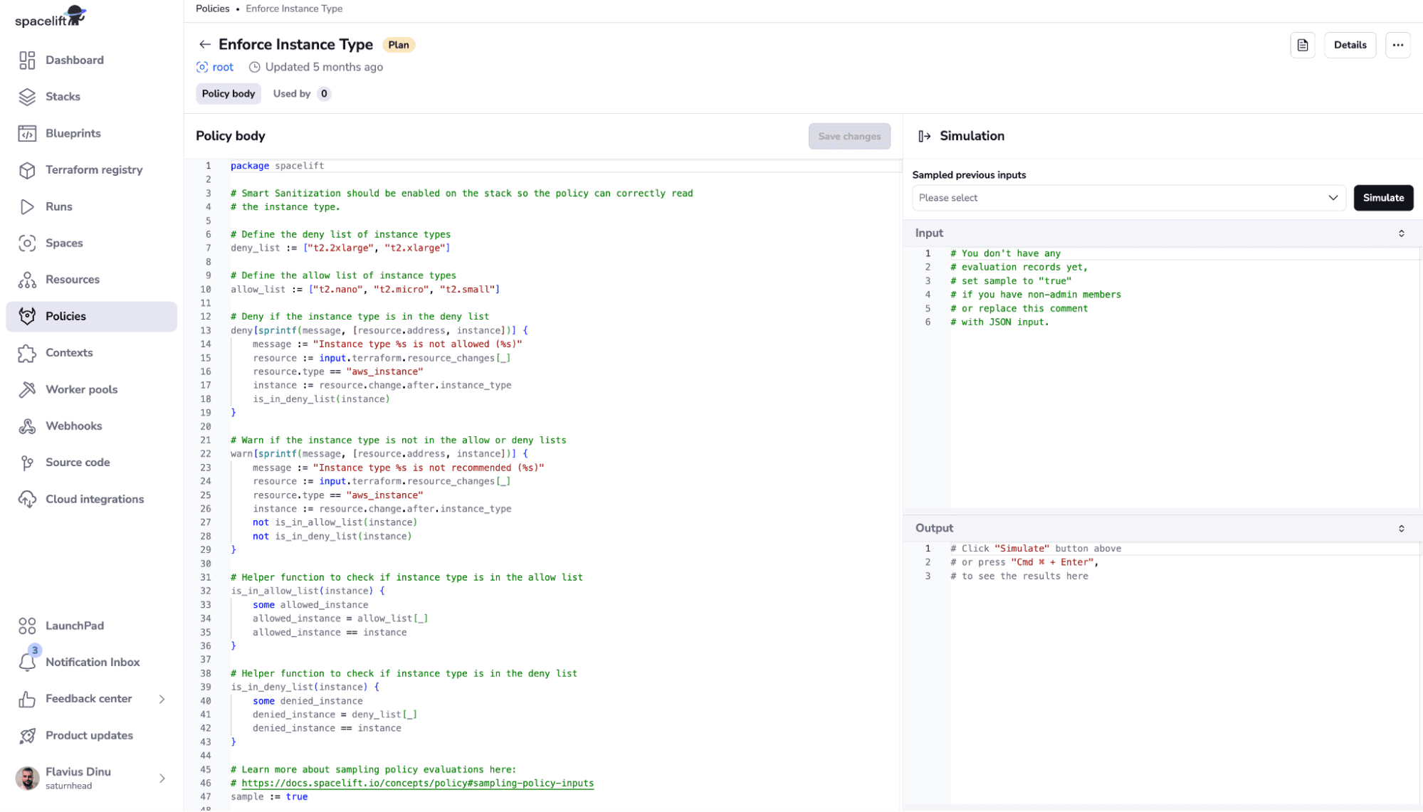 Spacelift Policy Workbench