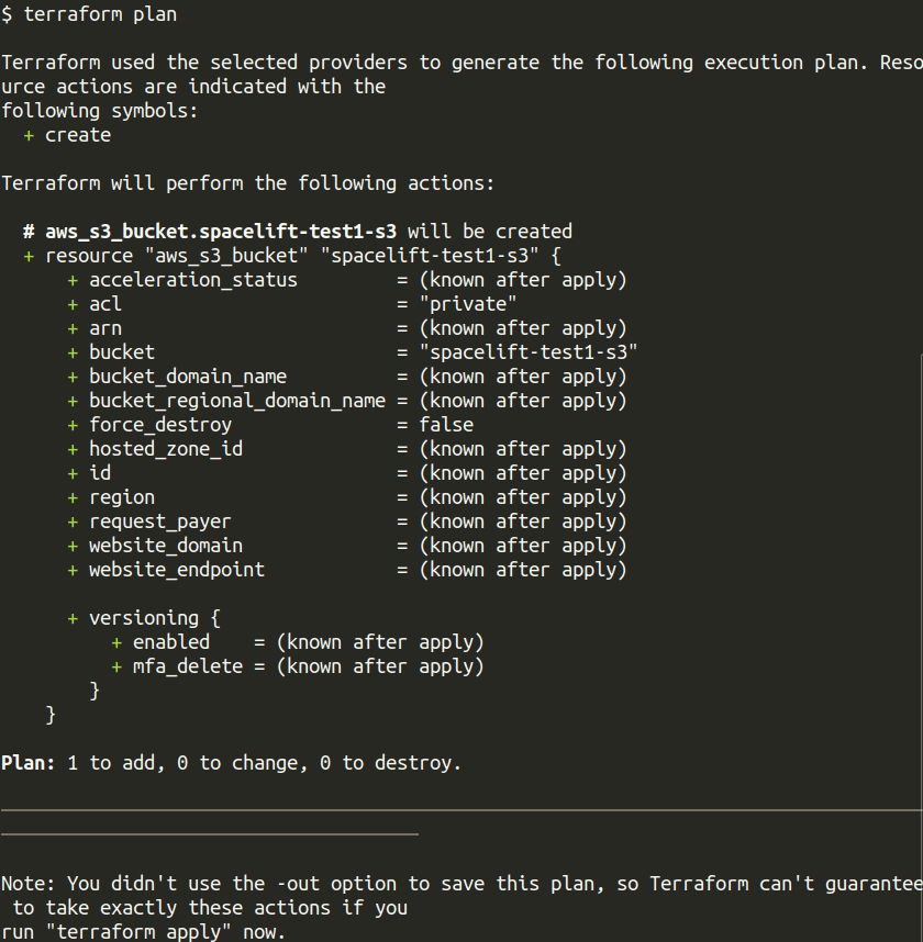 $ terraform plan