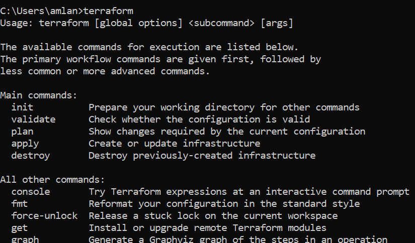 verify if Terraform is installed successfully