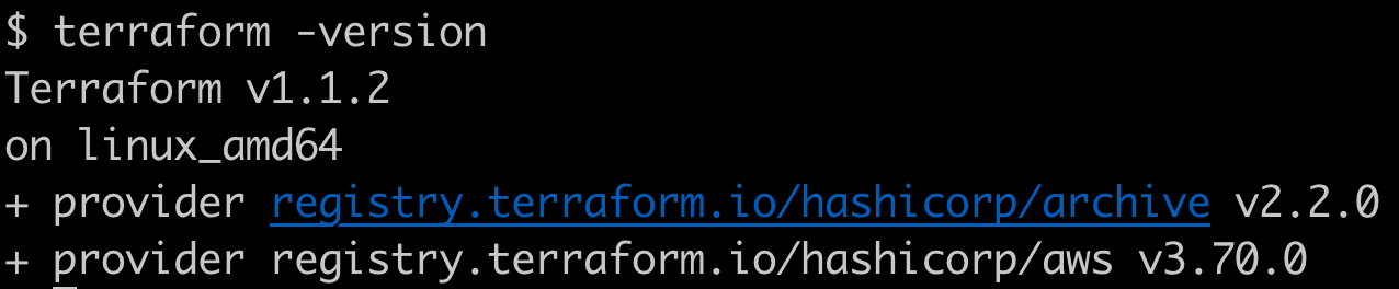 $ terraform -version