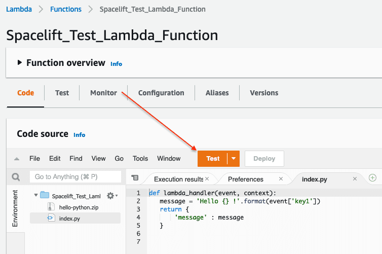 Testing lambda function