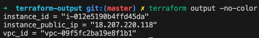 terraform output-no-color