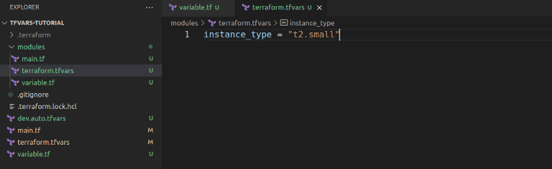 variable.tf and terraform.tfvars files