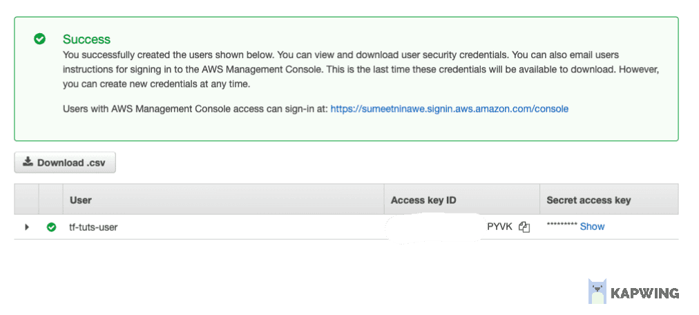 Access Key ID and Secret Access Key