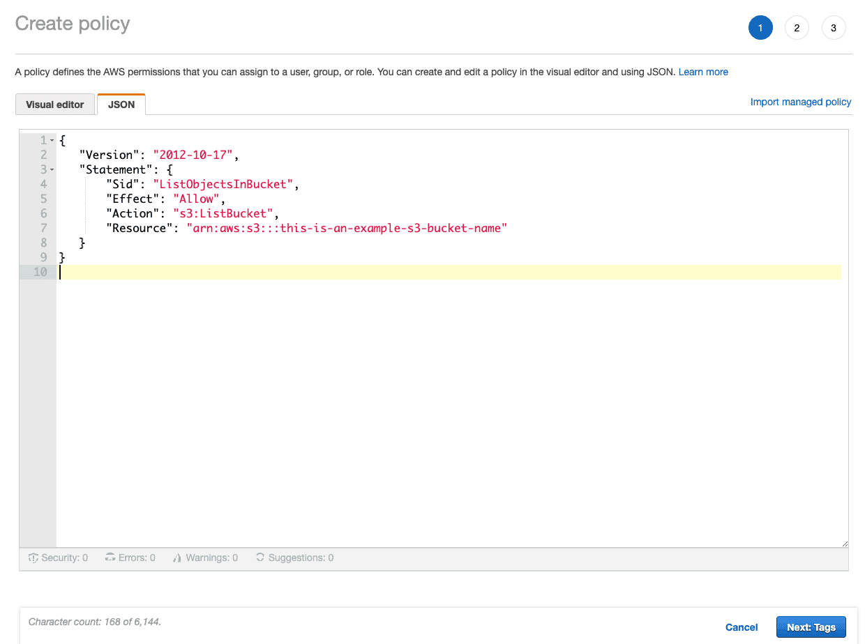 Create policy - JSON