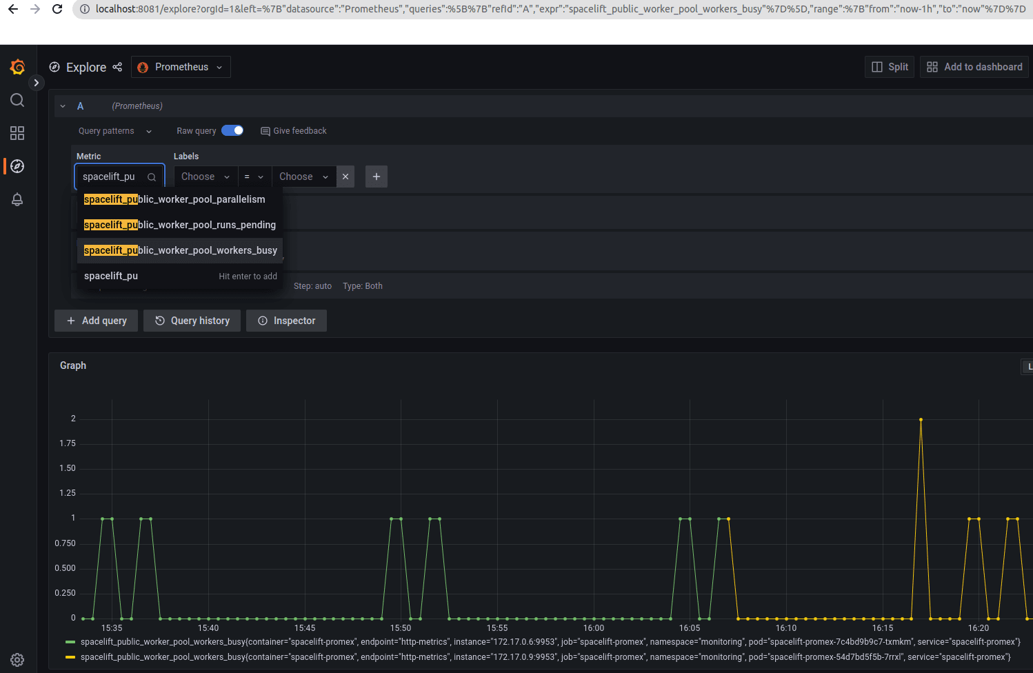 Grafana Explore view