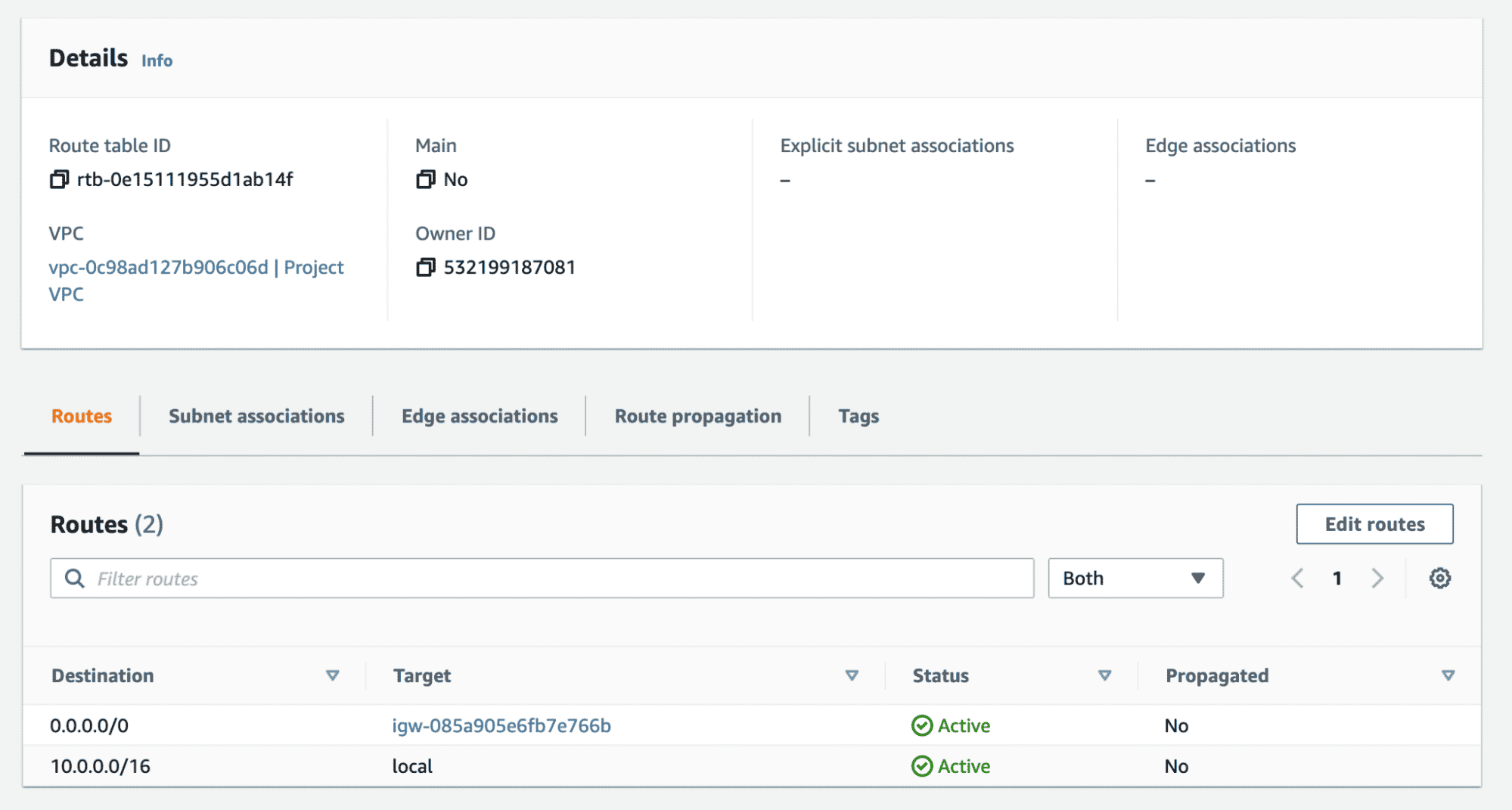 Routes - AWS VPC