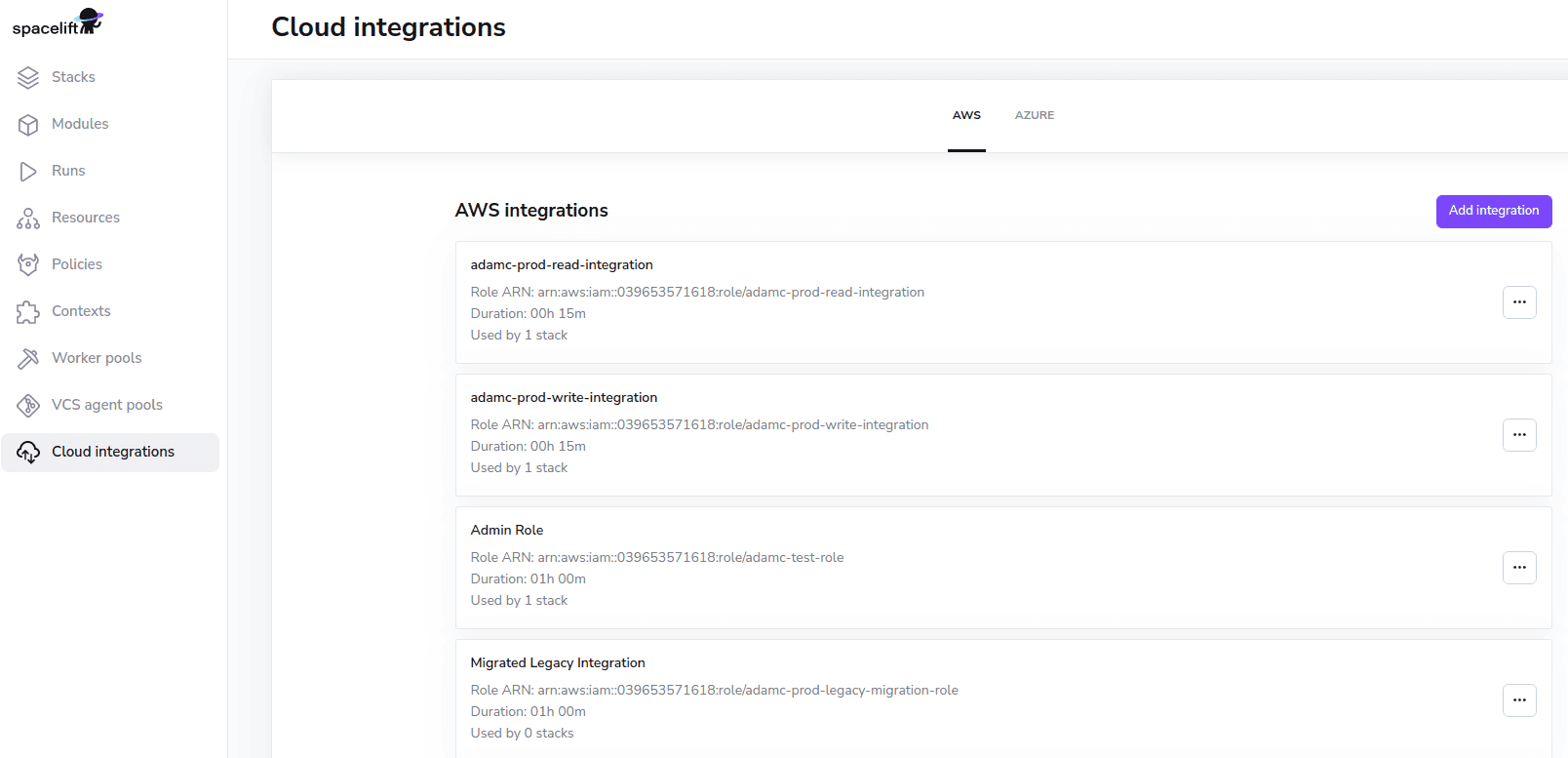 spacelift cloud integration - aws