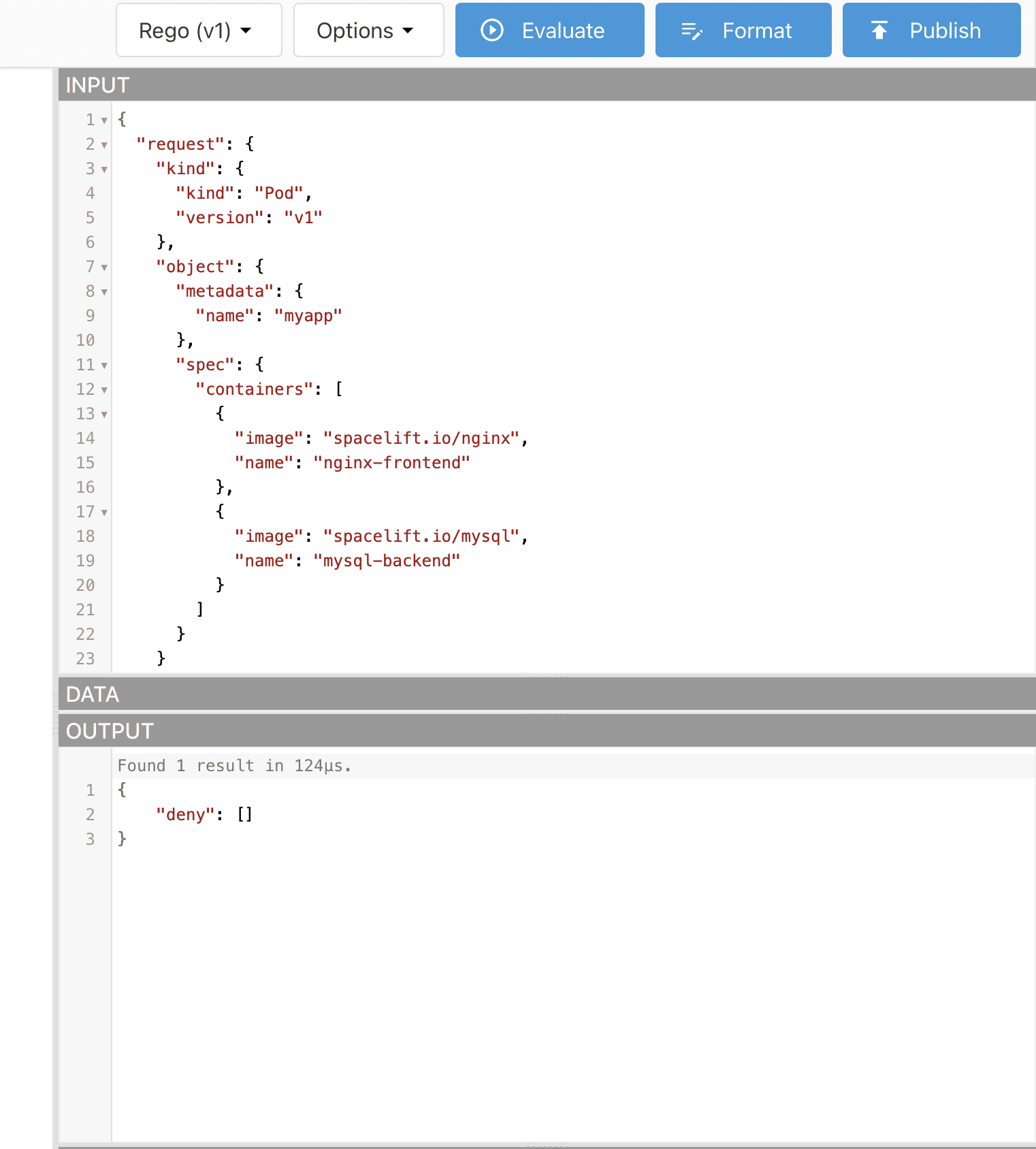 rego playground output