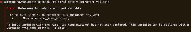 terraform validate output