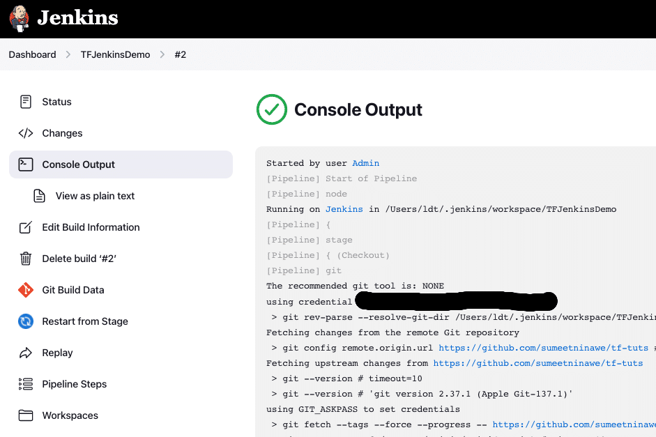 TFJenkinsDemo Console Output