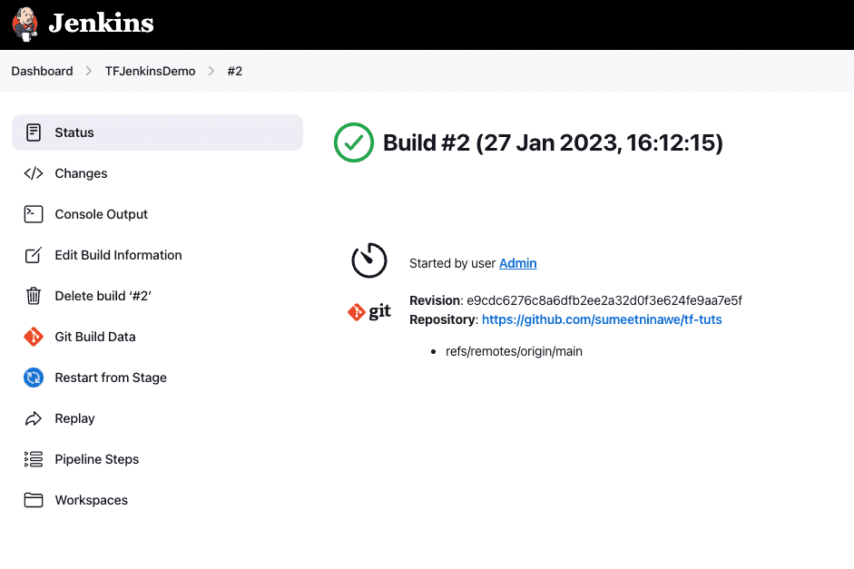 TFJenkinsDemo status