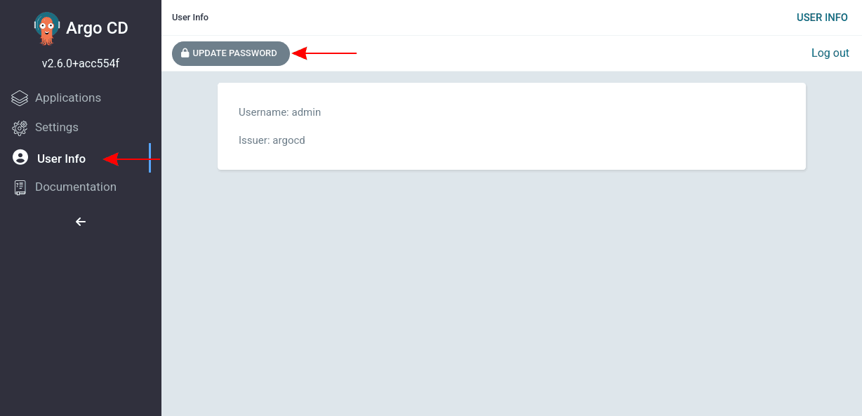 argo cd Update Password