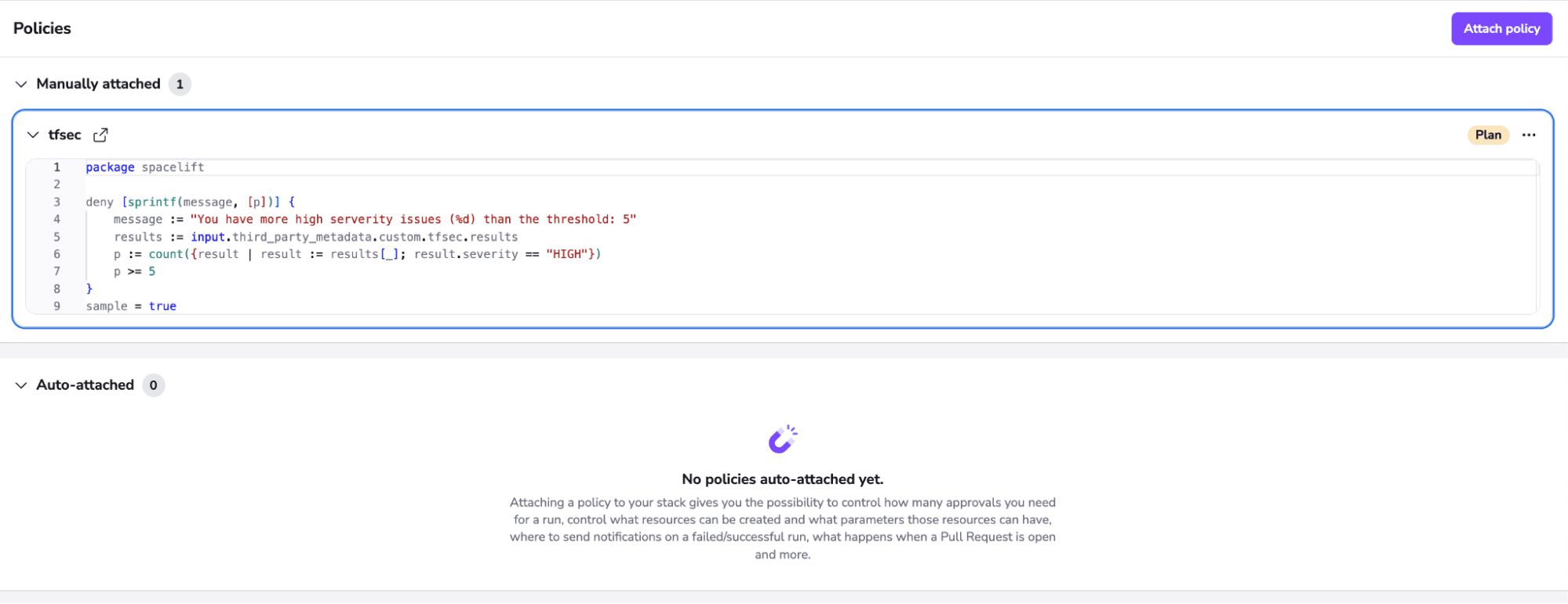 tfsec attach policy