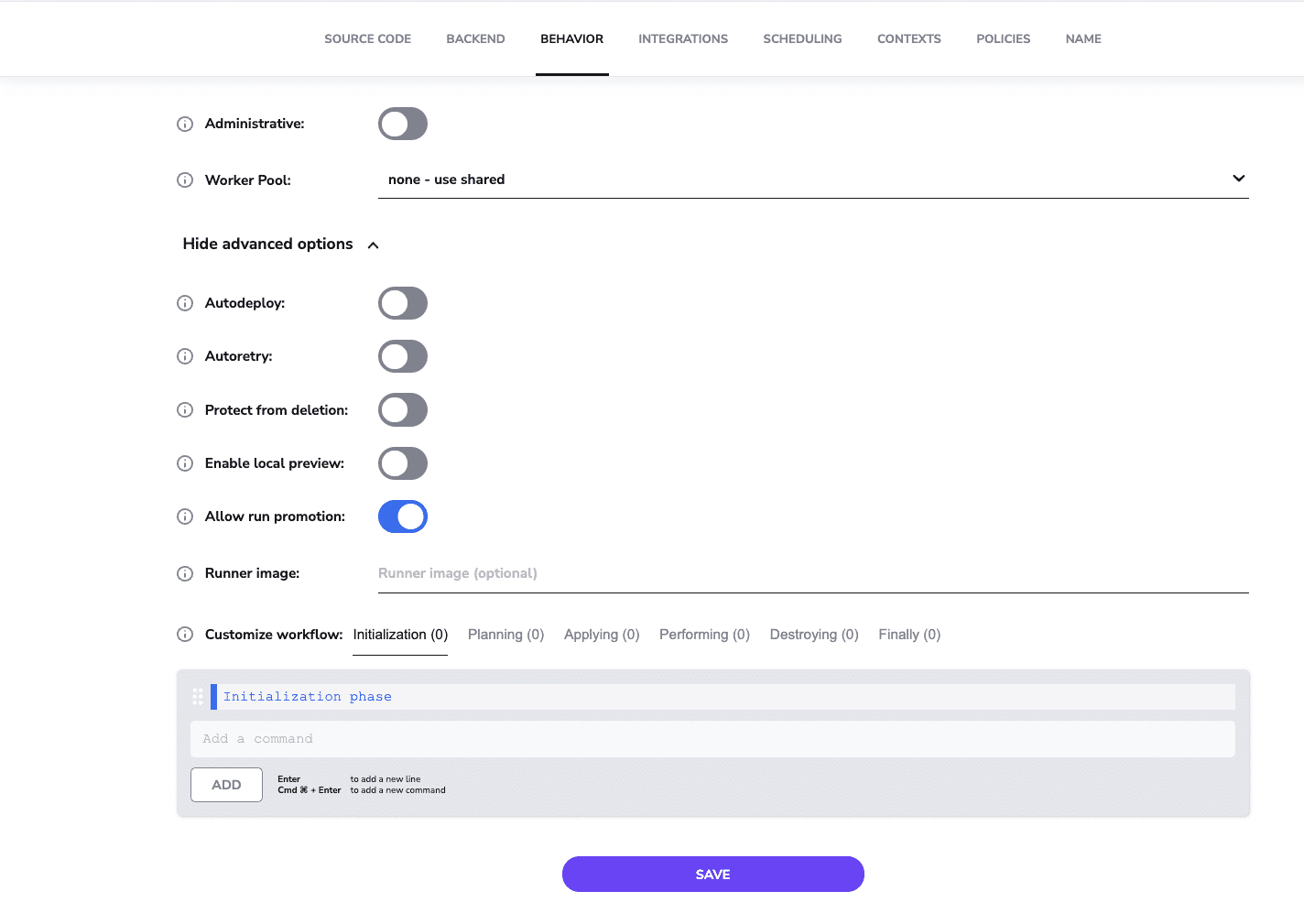 terraform iac advanced options