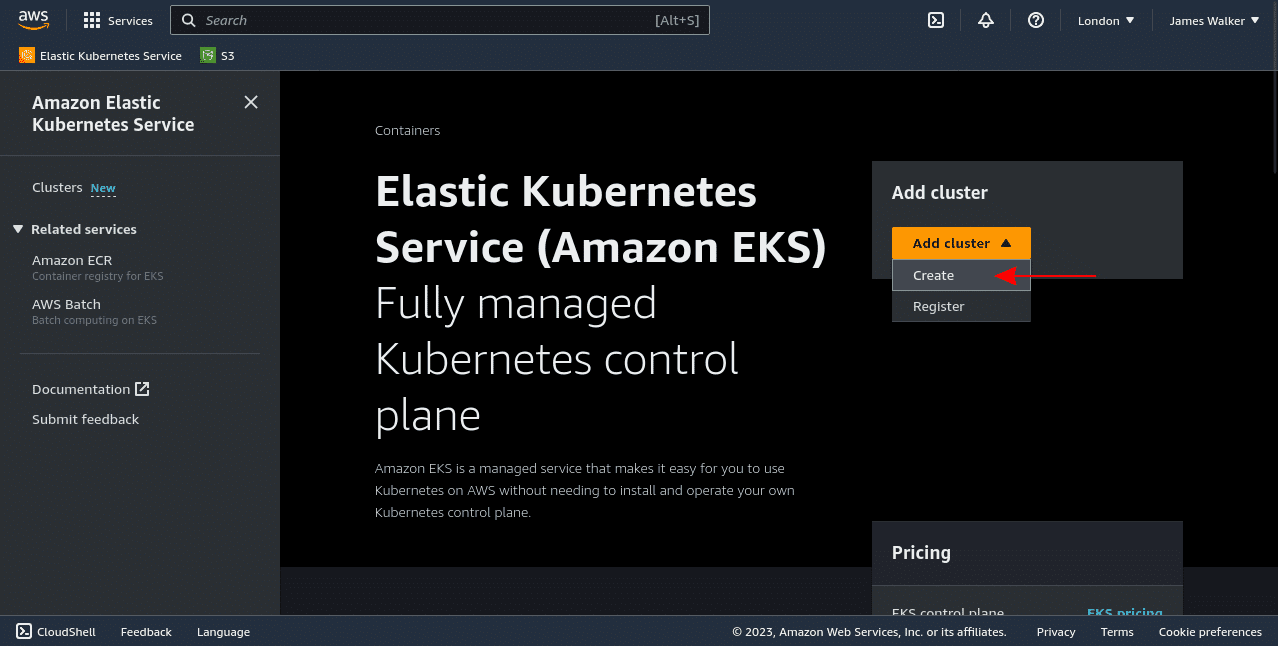 eks create cluster