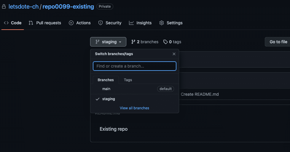 import existing branch