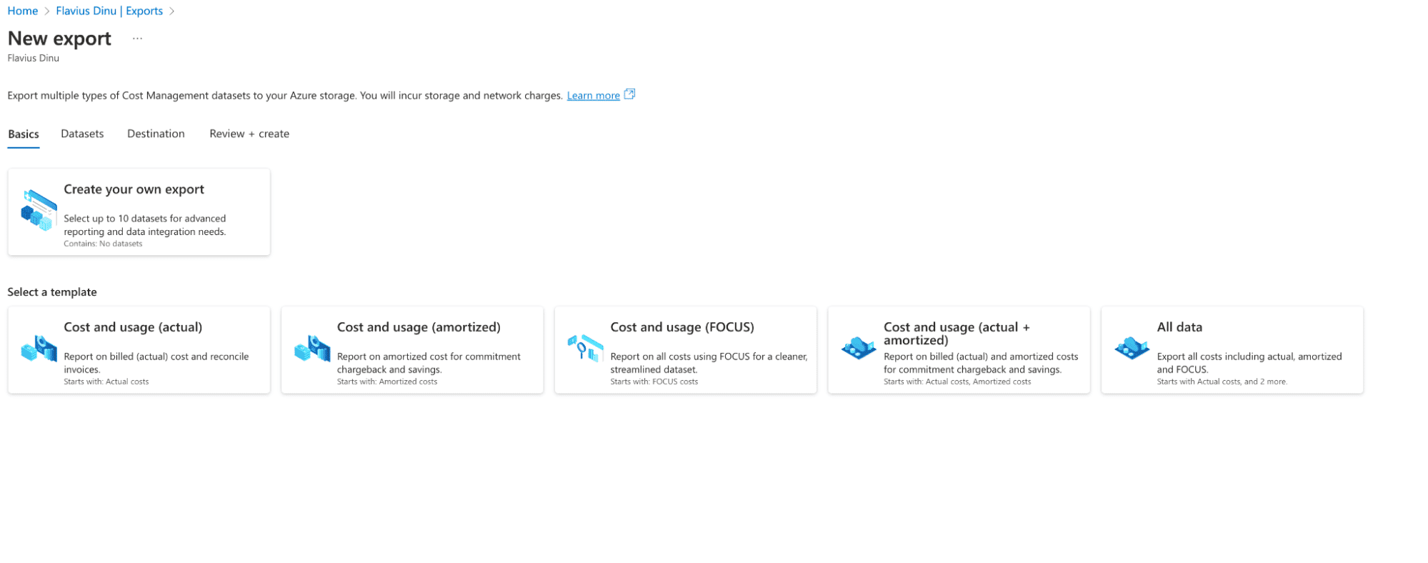 azure cost new export