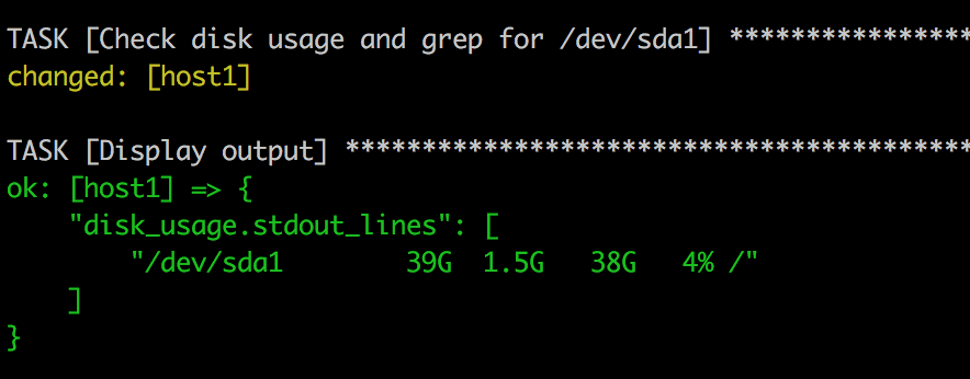 ansible shell output