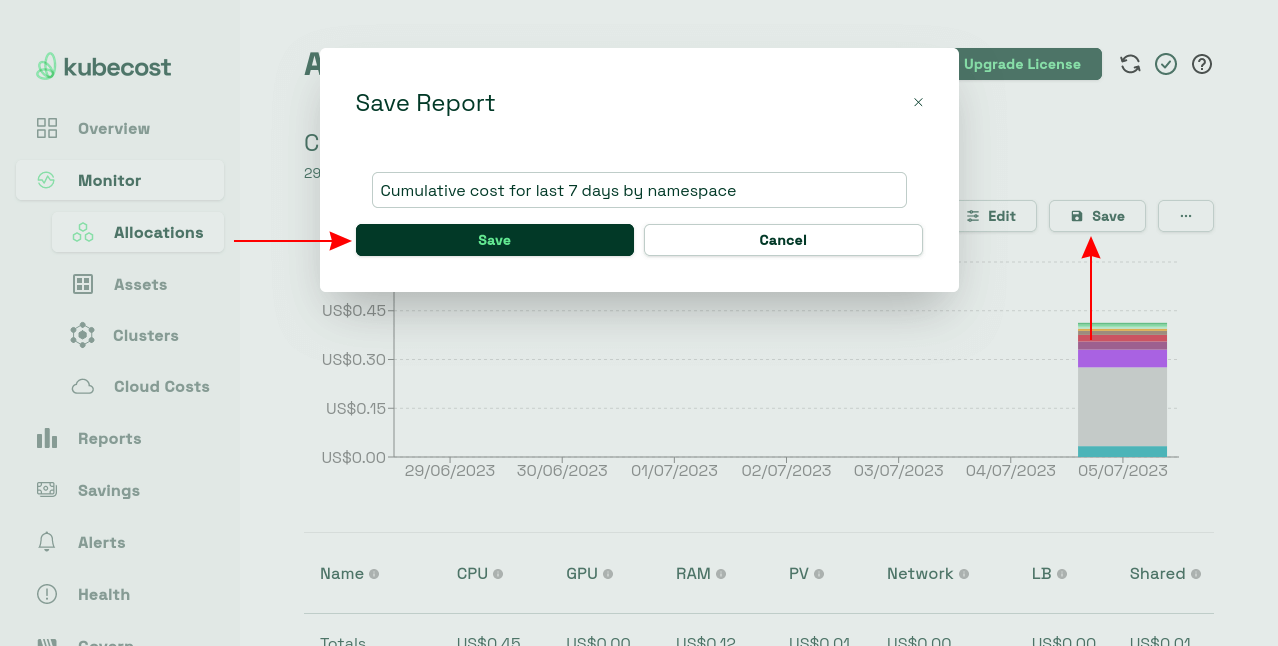 kubecost custom reports