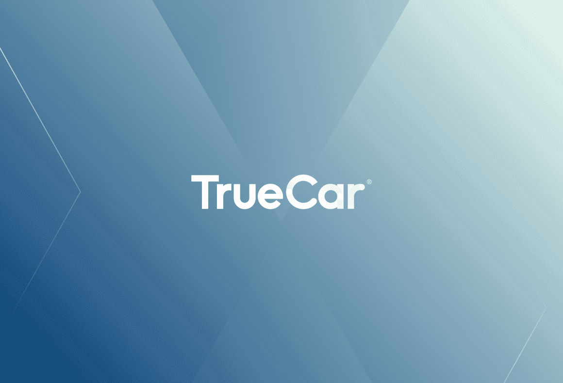 Truecar logo - white on a blue background