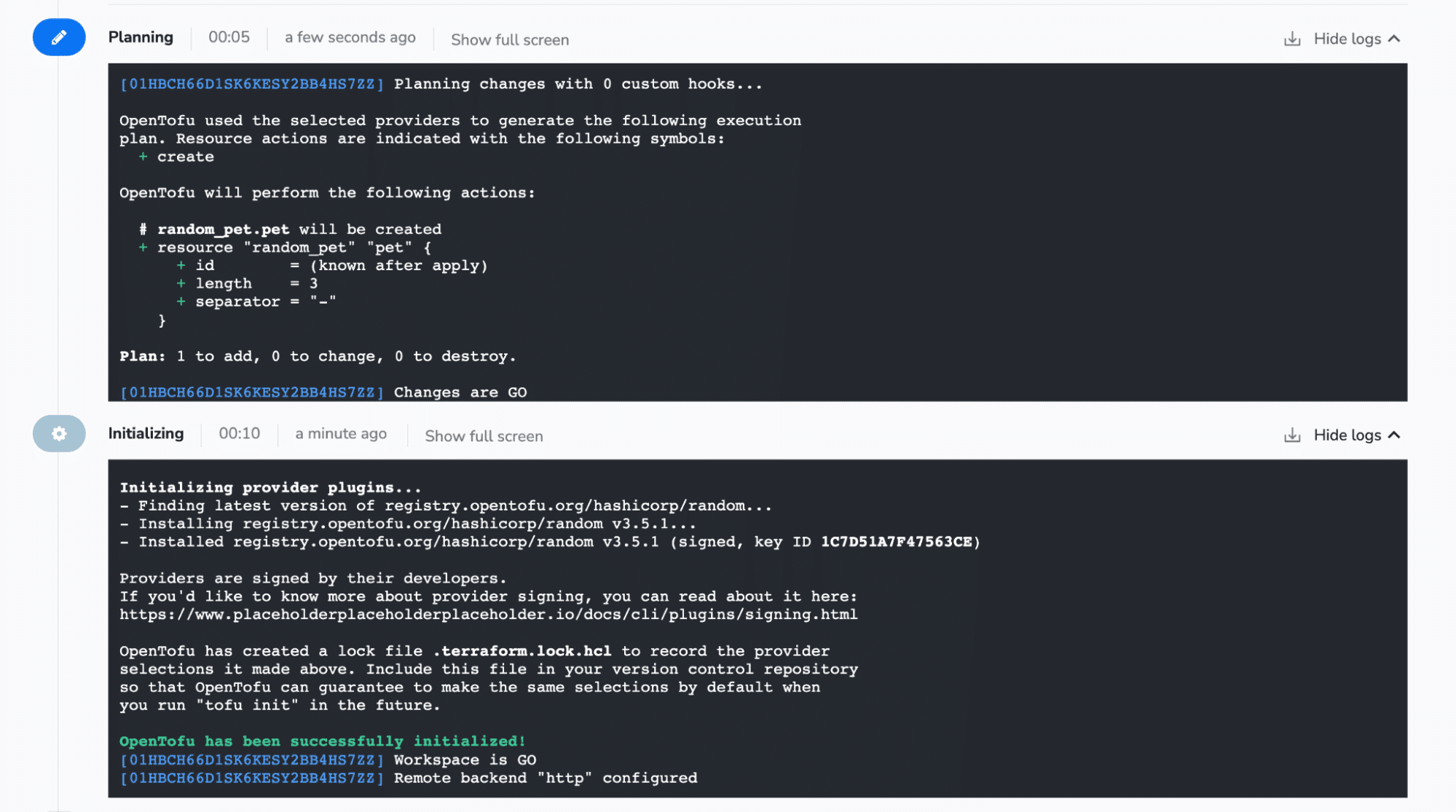 custom workflows run stack