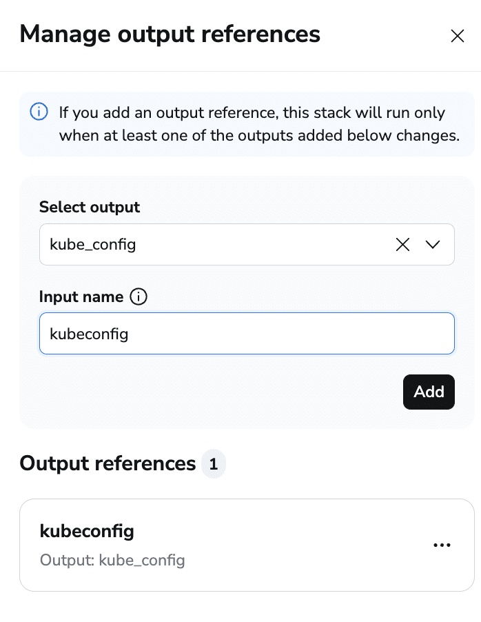 dependencies output references