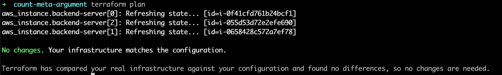 terraform output count