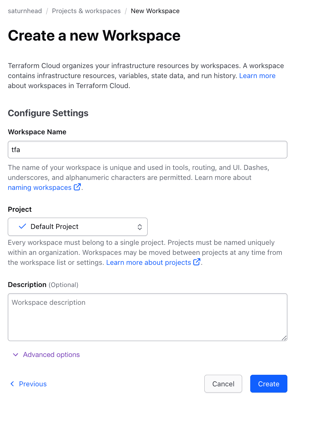 tfc workspace settings