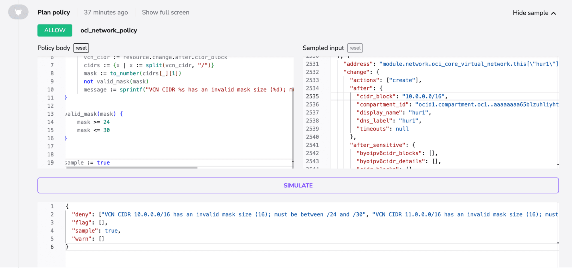 oci policy example