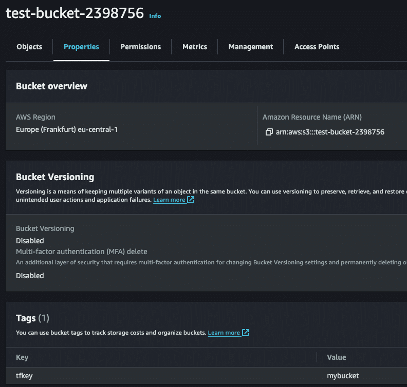 tf custom provider test bucket