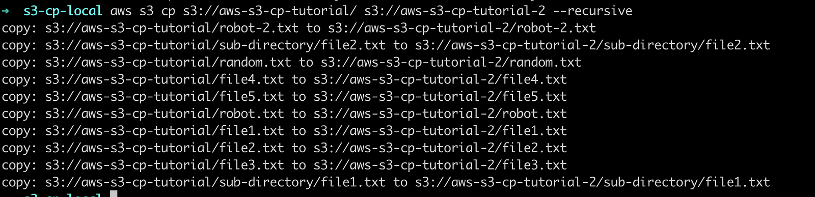 aws s3 cp recursive