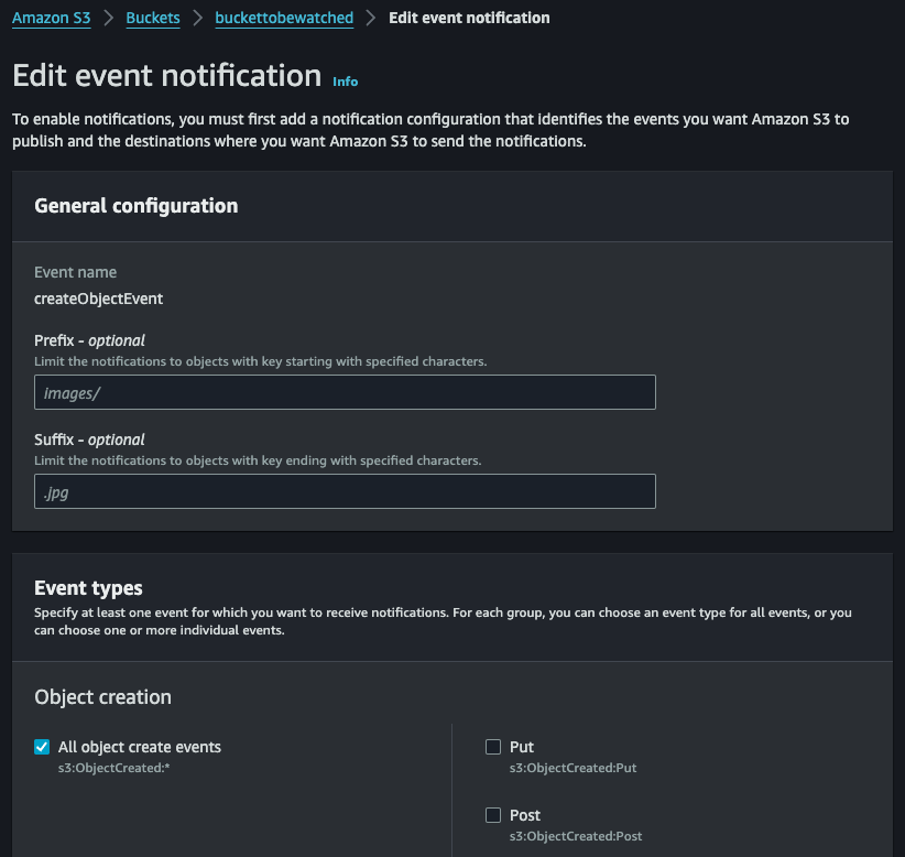 event notifications in Amazon EventBridge