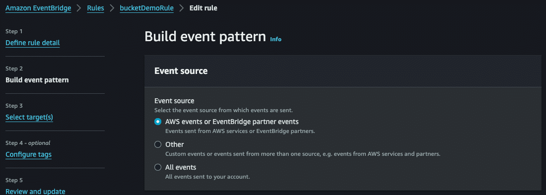 event pattern in aws eventbridge