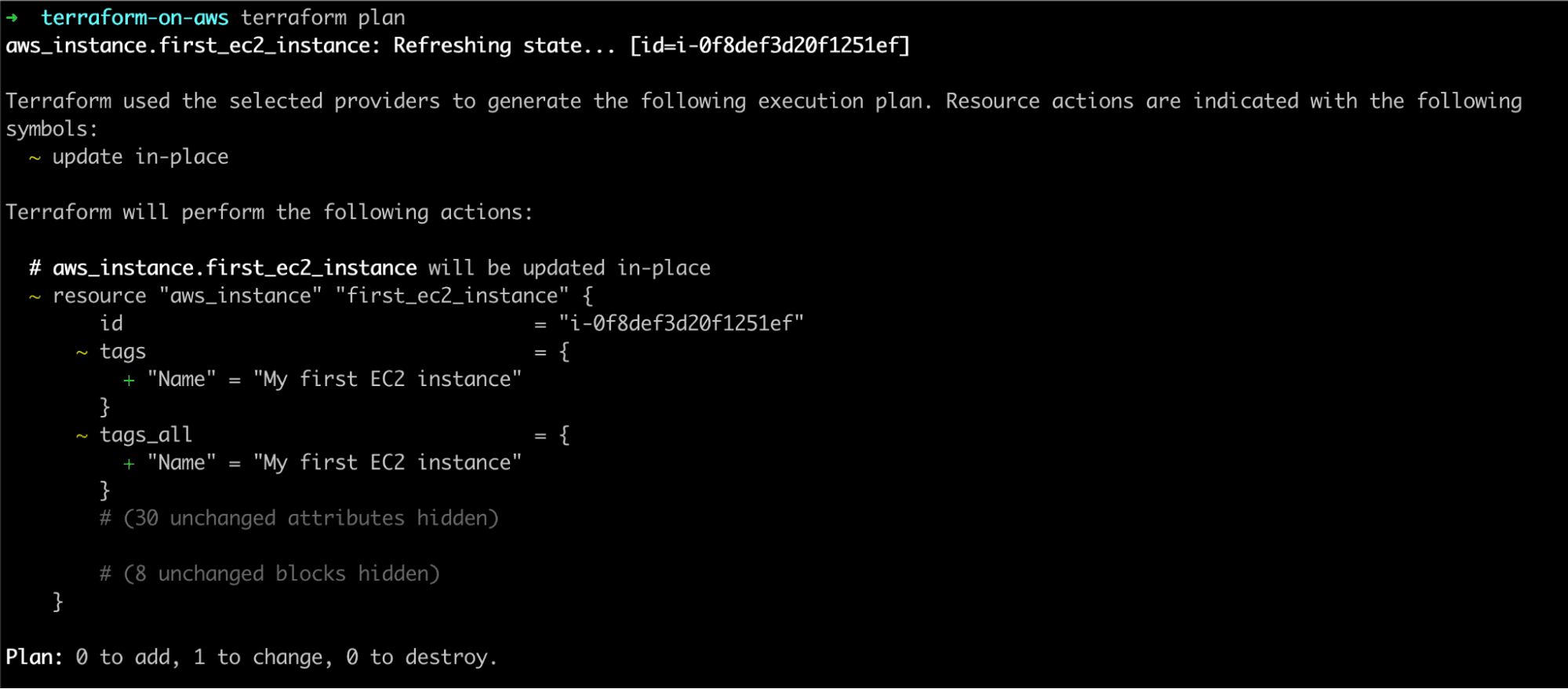 terraform aws instance plan