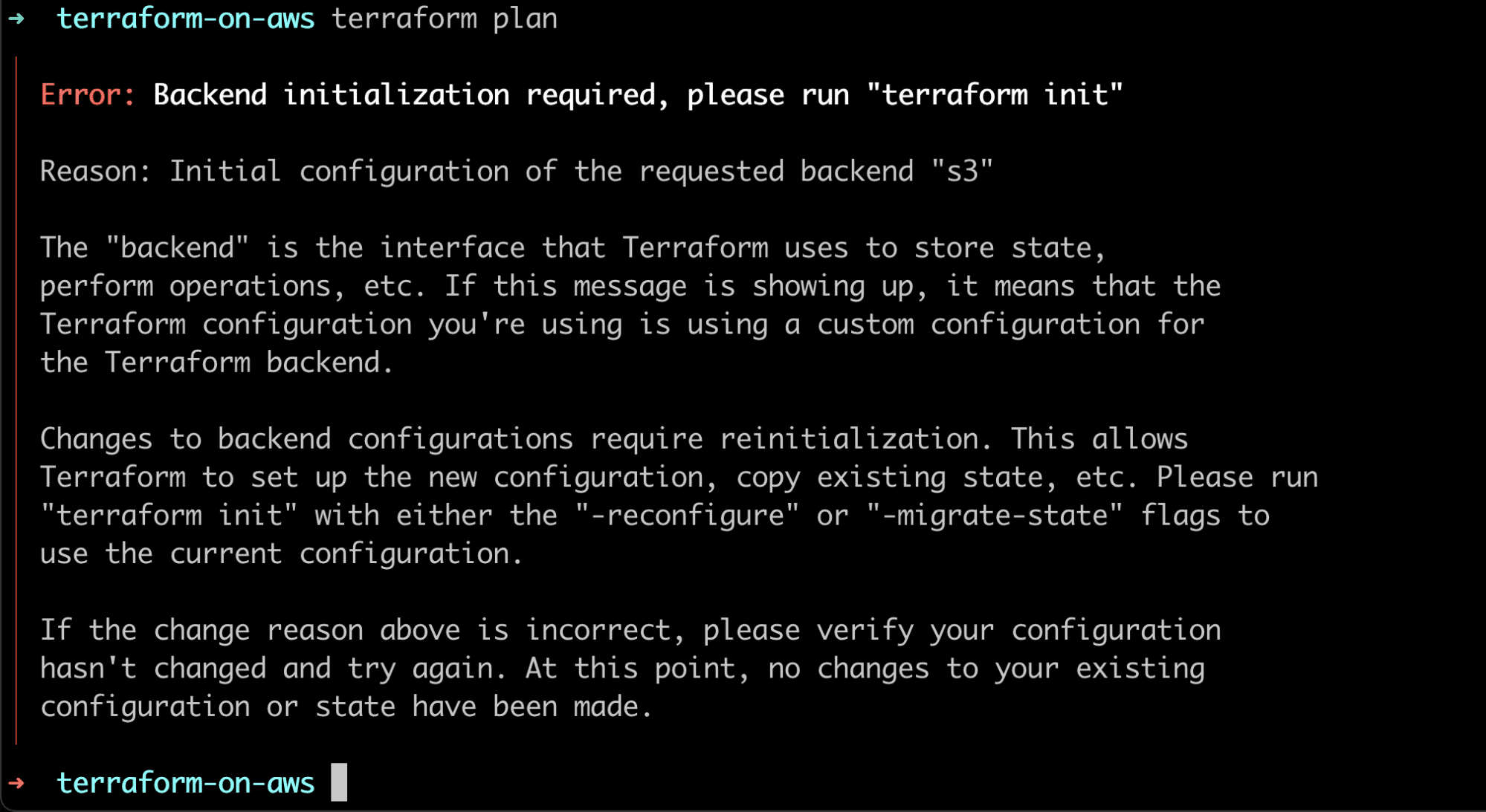 terraform on aws plan