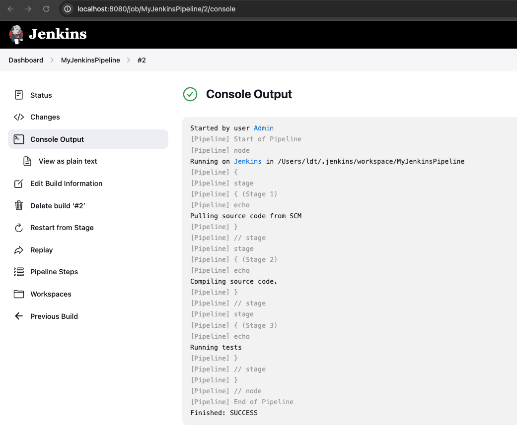 jenkins console output