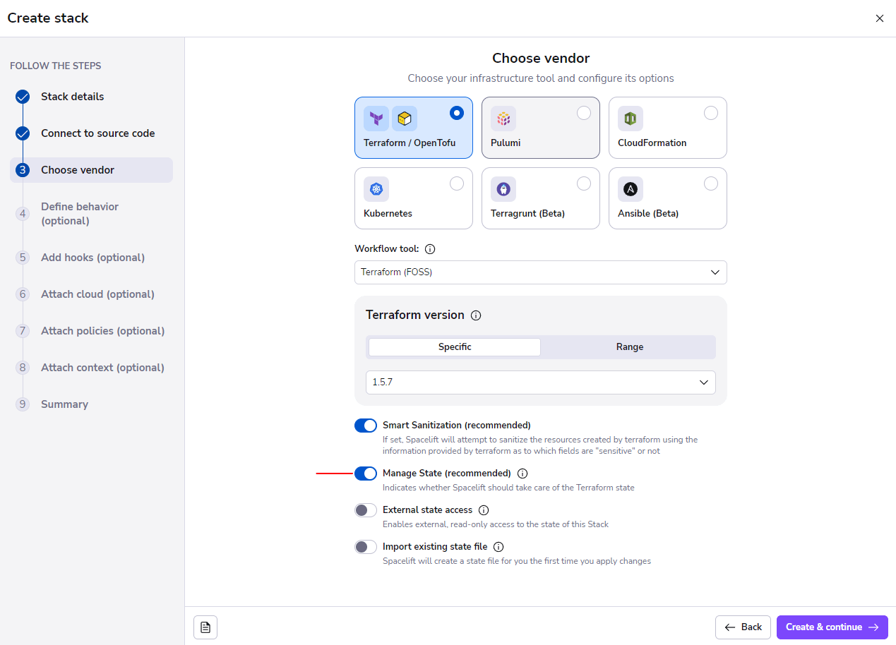 terraform backends choose vendor