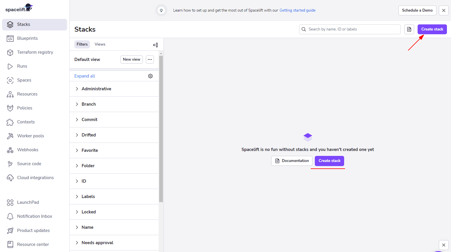 tf backends create stack