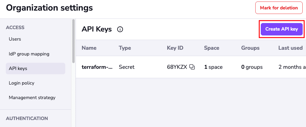 Create API Key