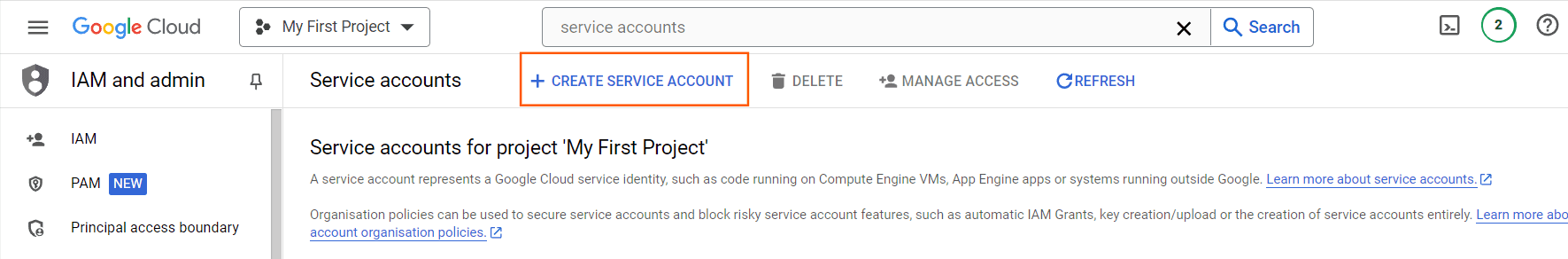 Service Account in GCP for Terraform