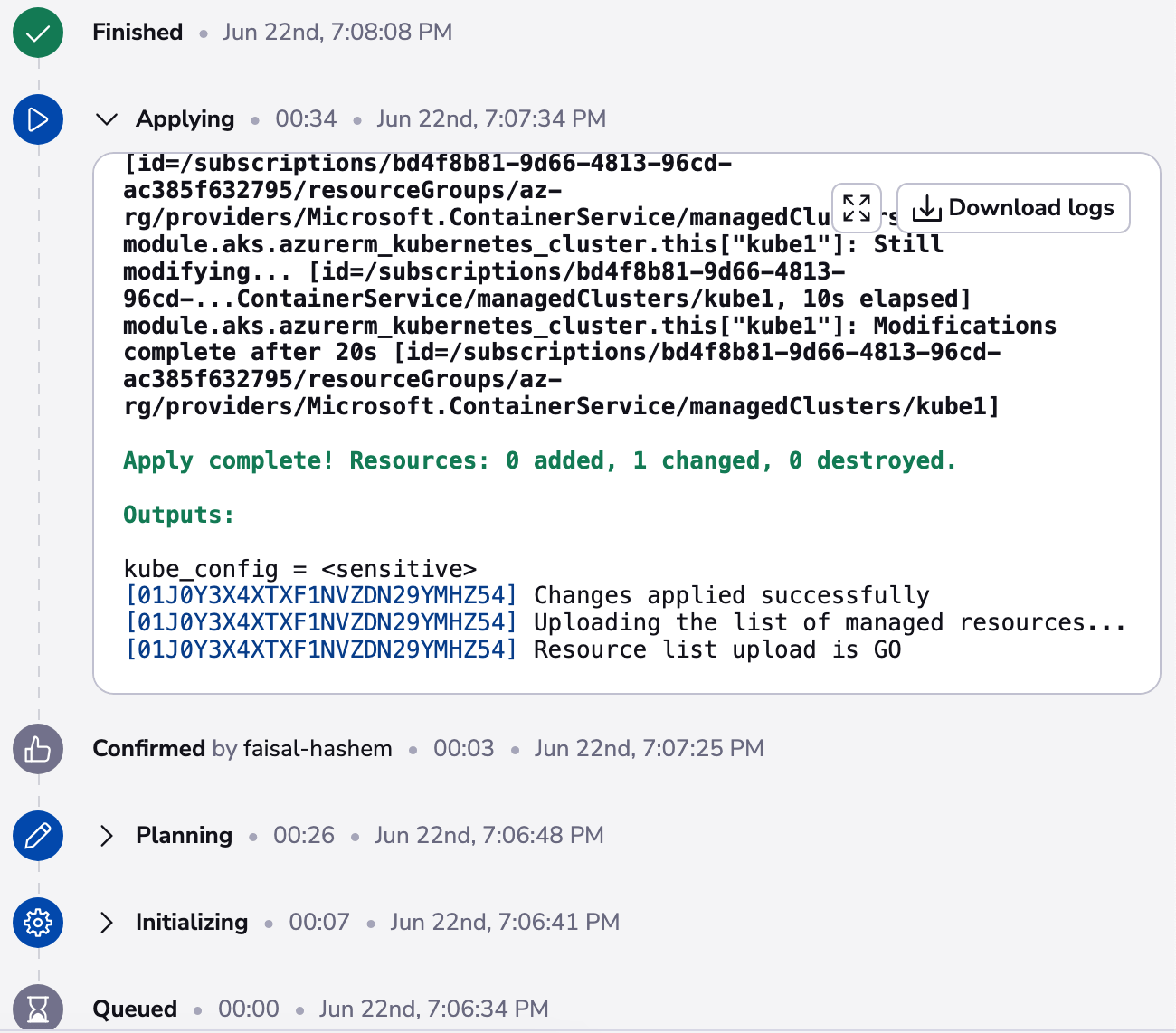 terraform kubernetes deployment example run stack 1