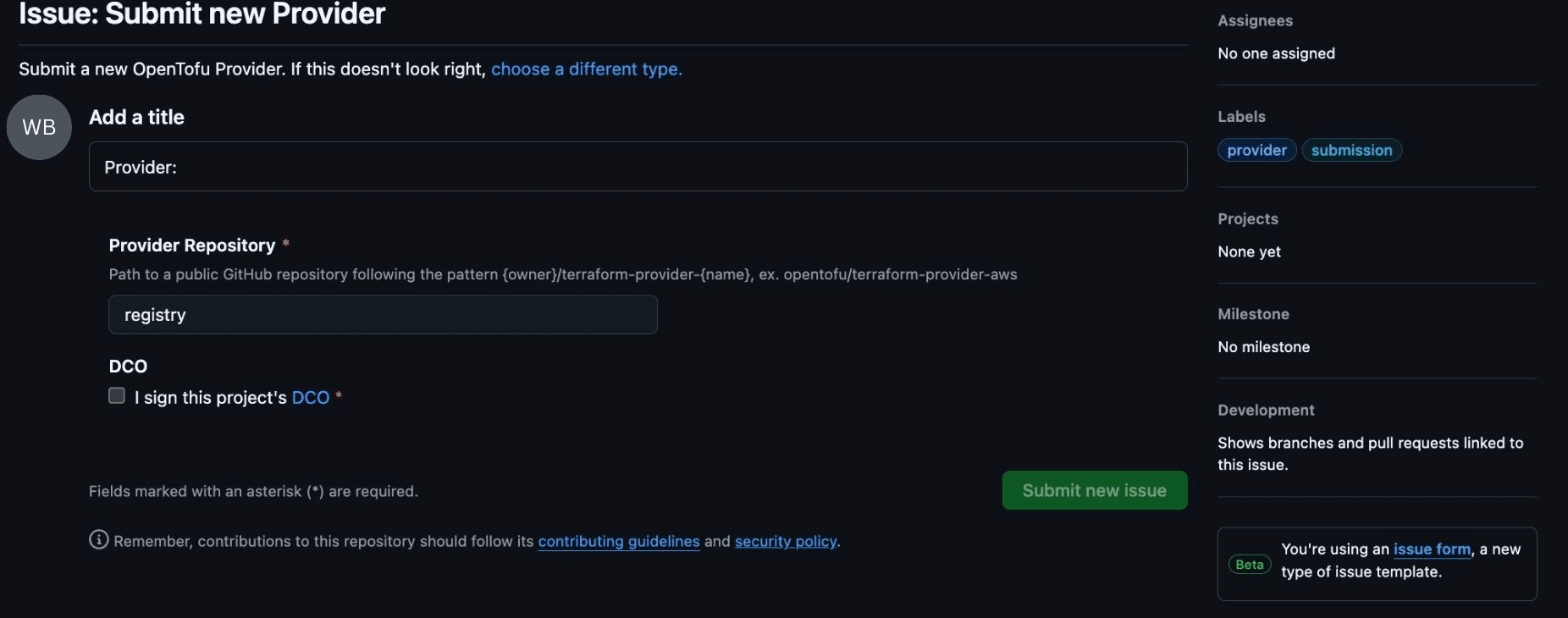 Submitting a new provider to OpenTofu registry