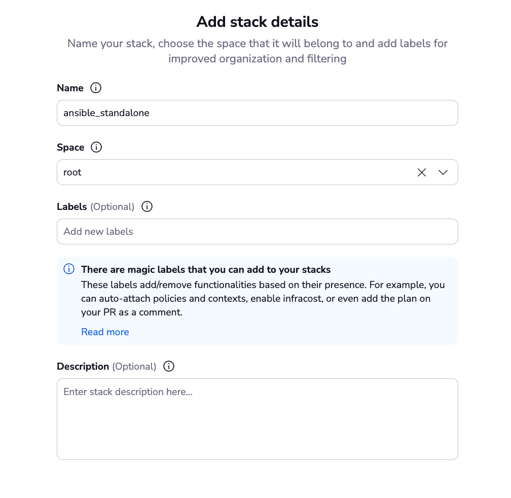 1 create ansible stack