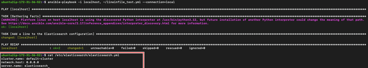 ansible lineinfile add a line