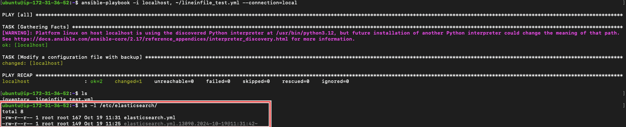 ansible lineinfile backup