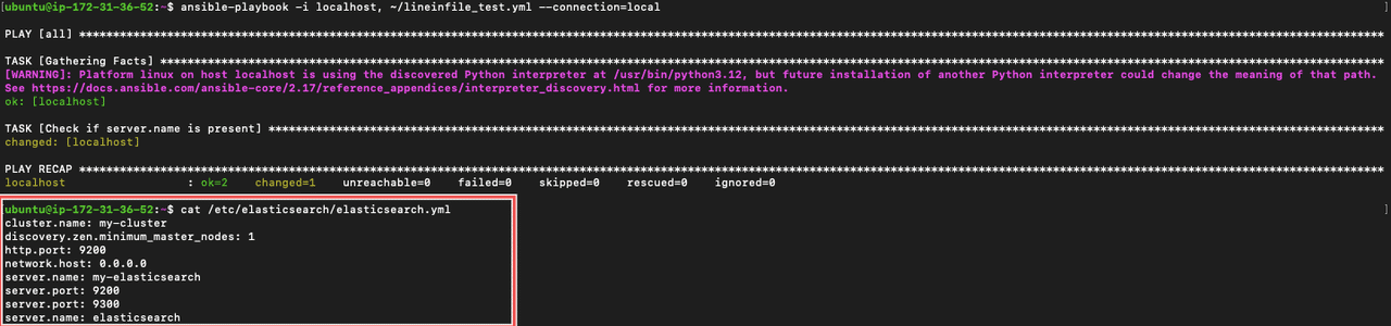 ansible lineinfile line exists