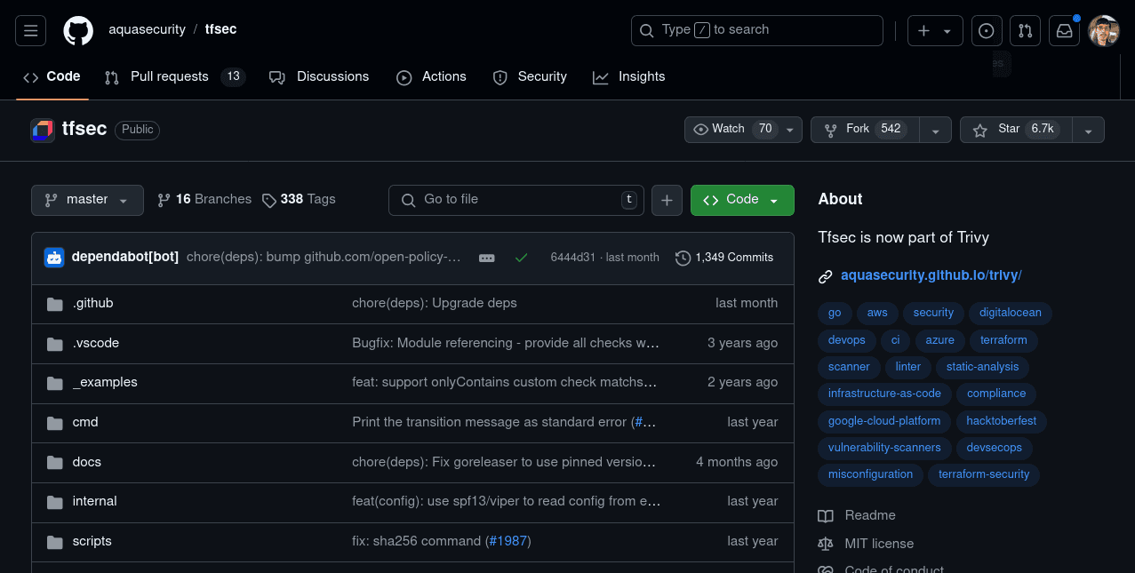 iac scanning tools tfsec