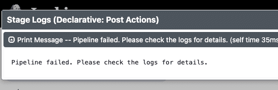 jenkins stage logs failed